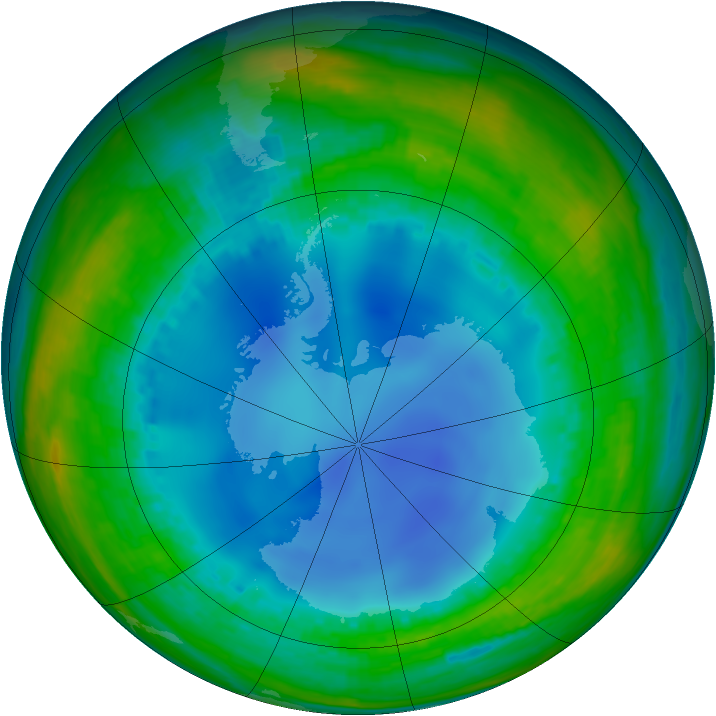 Antarctic ozone map for 26 July 2001